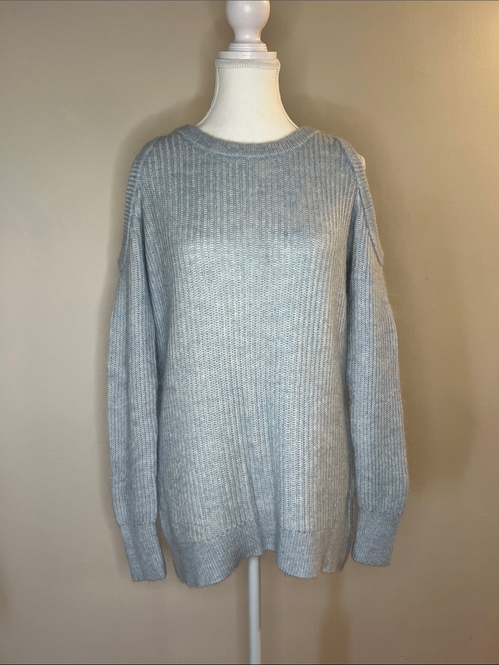 MICHAEL Michael Kors Light Gray Ribbed Crewneck Sweater